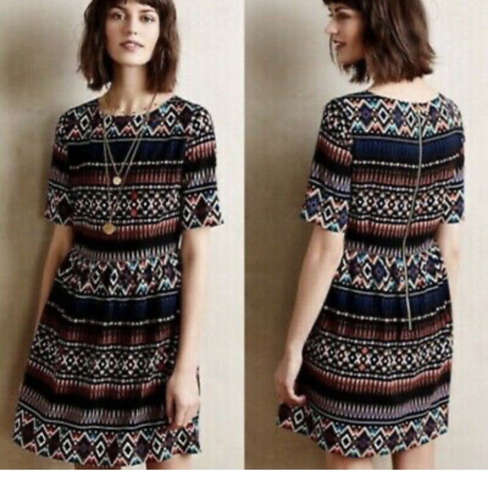 Maeve diamond geometric tribal print mini dress